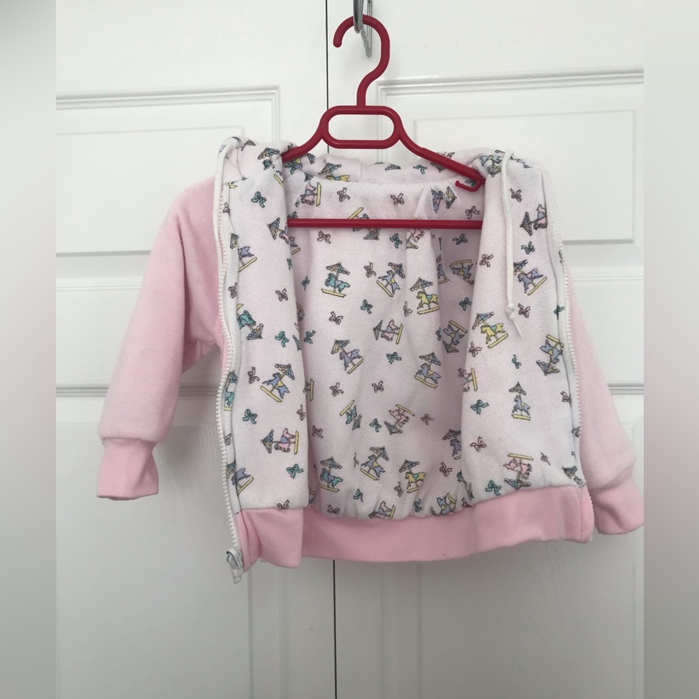 Girls Reversible Zip Up Hoodie Pink & Multi sized 18-24 months